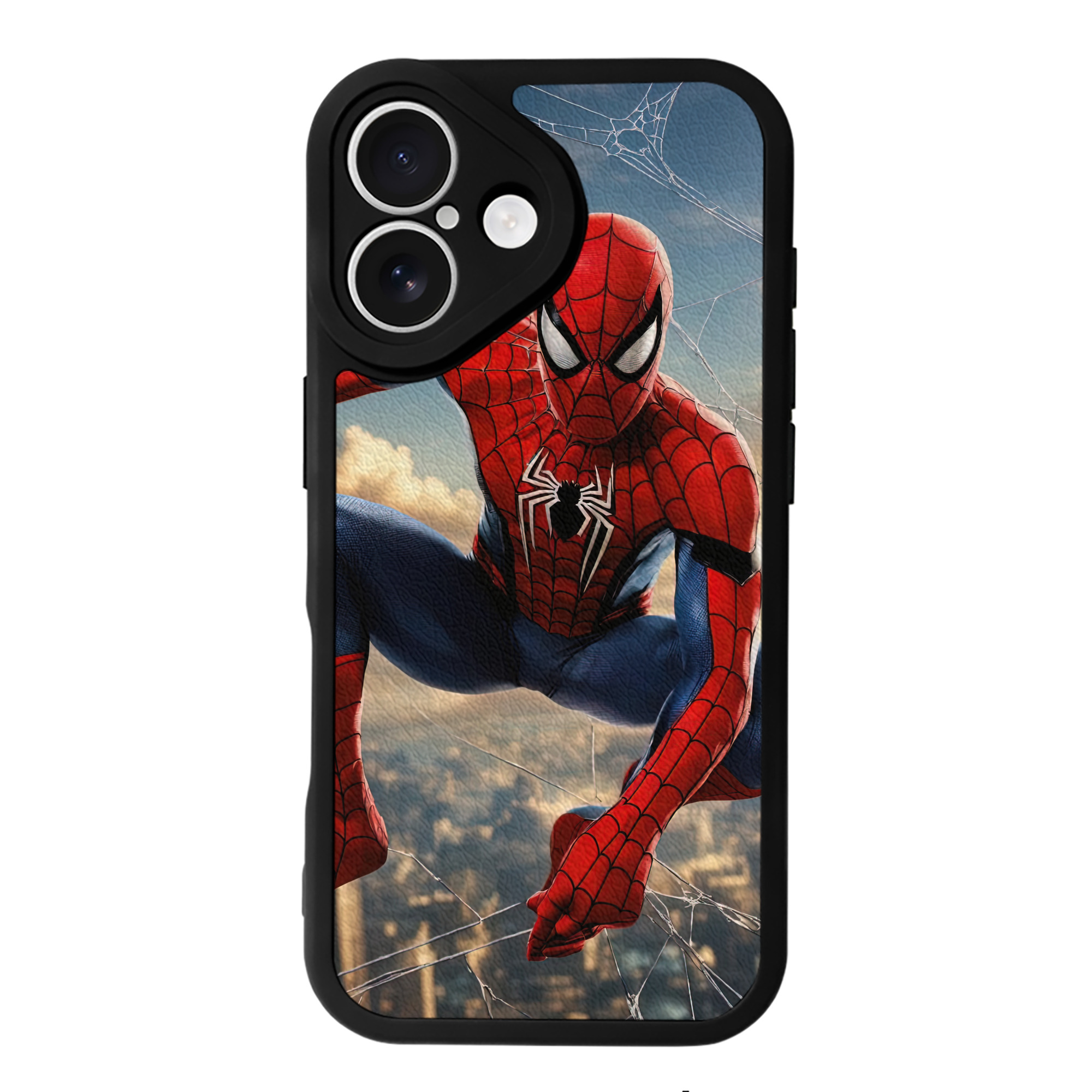 Spider Man スパイダーマン 【iPhone 16シリーズ対応】シリコンスマホケース（レザー調） 材質：シリコン